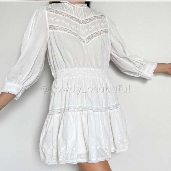 LoveShackFancy White Long Sleeve Dress - Picture 4 of 15